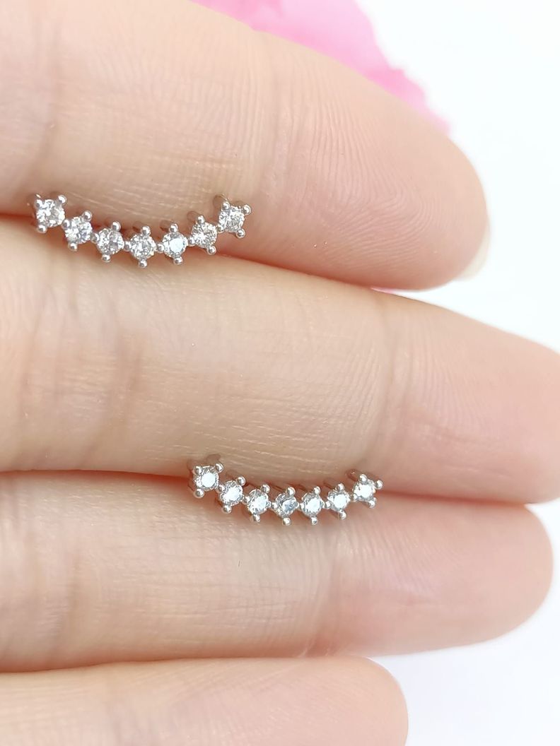 Pendientes Curvos Acero Quirurgico Piercing Helix Blanco-6