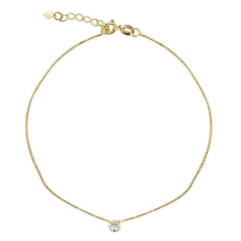 Tobillera Circón Blanco Enchapado Oro 18K-0