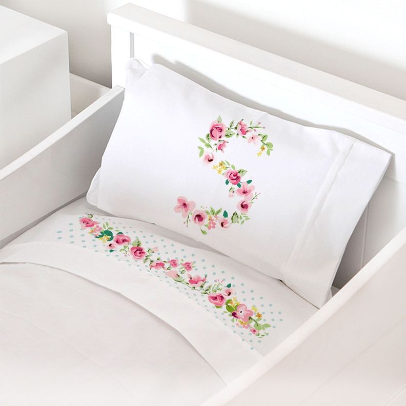 Juego de Sabanas Pack & Play, Letras Vintage S Blanco