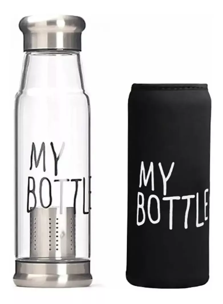 Botella Infusor De Vidrio Con Funda Gris-0