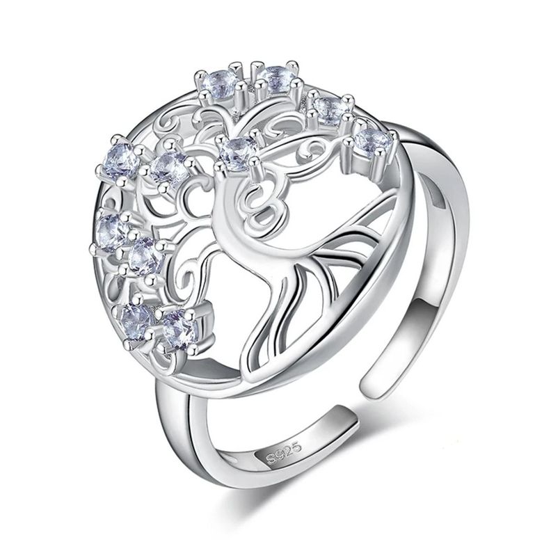 Anillo Arbol De La Vida Plata 925 Ajustable-0