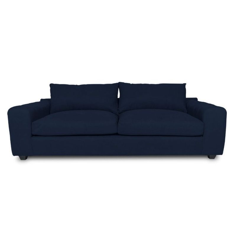 Sofa Briana Chenille Tipo Lino Azul 2 Cuerpos