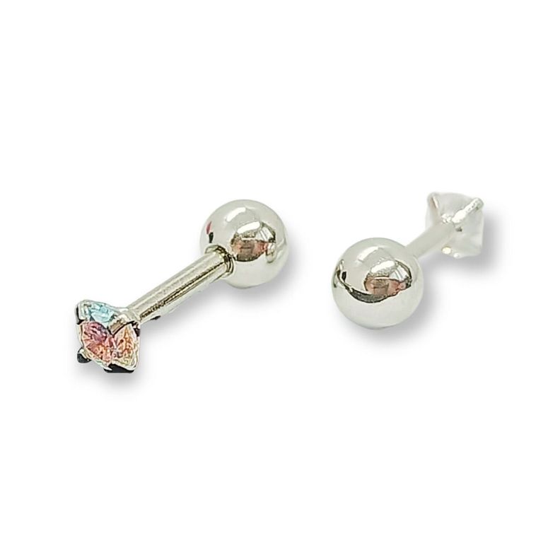 Aros Punto de Luz Acero Inoxidable Tornasol Zirconio Circulo 3mm-3