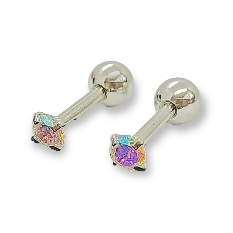 Aros Punto de Luz Acero Inoxidable Tornasol Zirconio Circulo 3mm-0