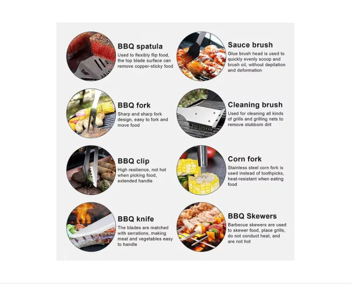 Set Parrillero Asado Barbacoa 26 Pcs En Maleta Kit-2