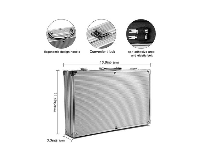 Set Parrillero Asado Barbacoa 26 Pcs En Maleta Kit-1