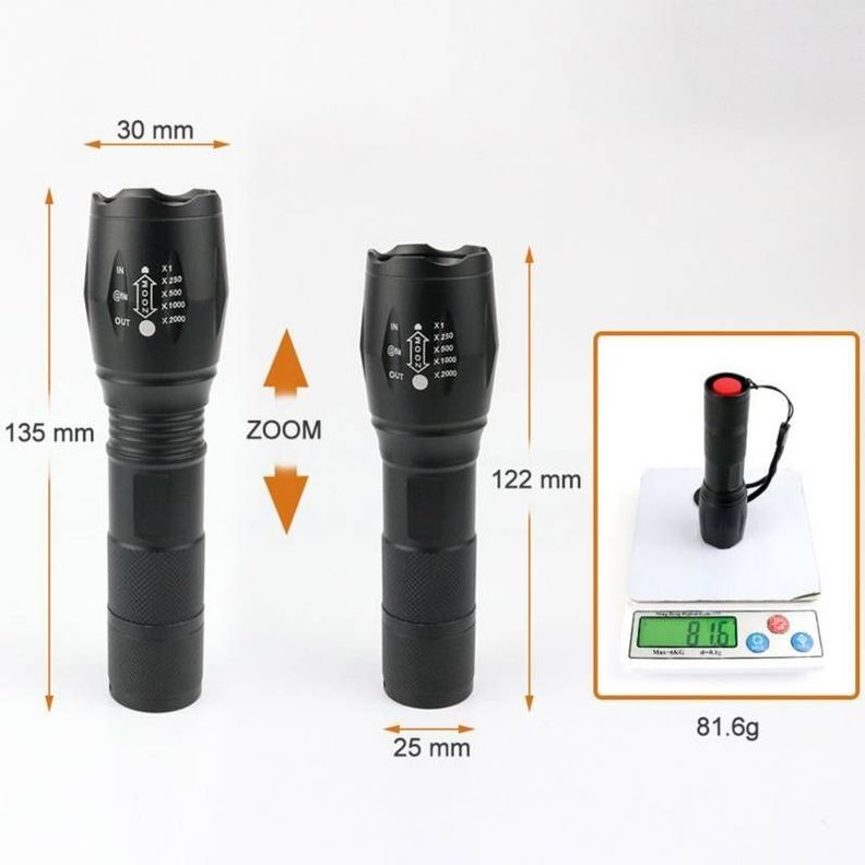 Linterna Led Lámpara Tactica Impermeable Recargable Antorcha 2000Lm-1