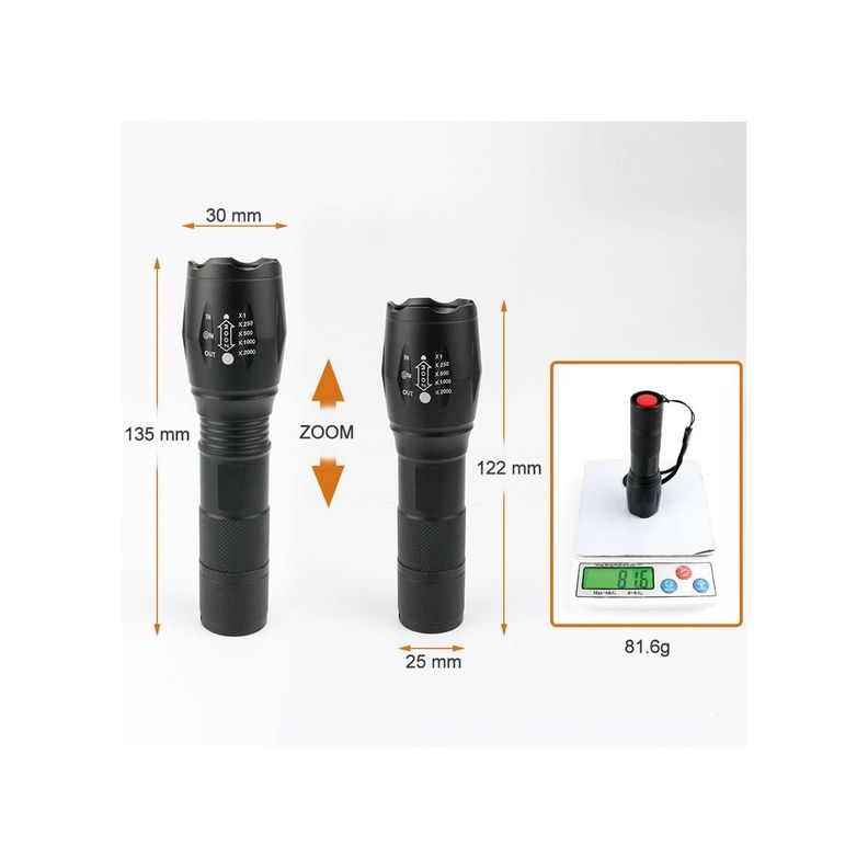 Linterna Led Lámpara Tactica Impermeable Recargable Antorcha 2000Lm-4