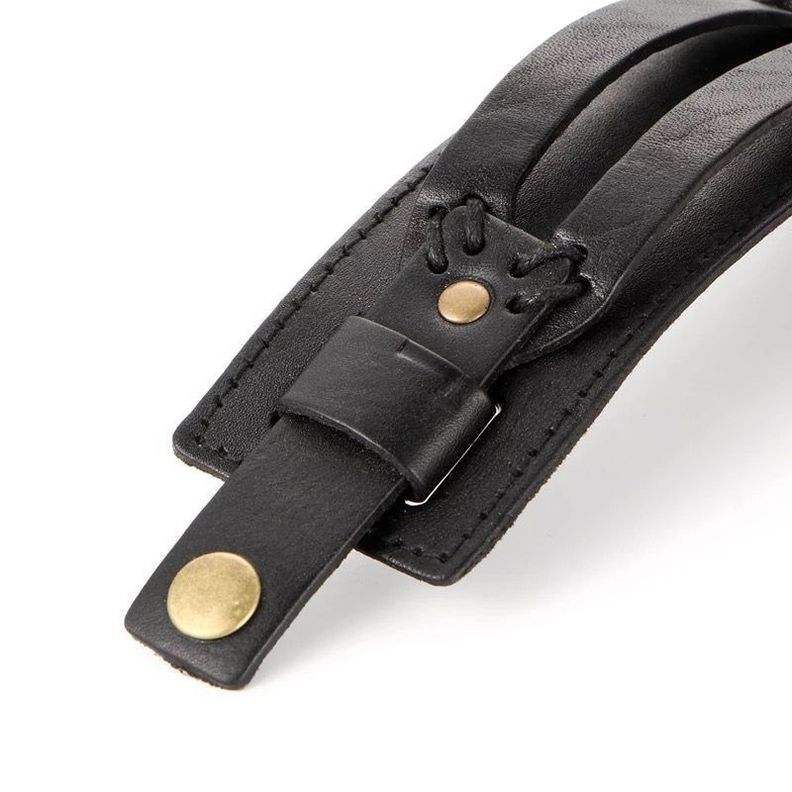 Pulsera Brazalete Eco Cuero Liso Negro, Masculino Negro.-1