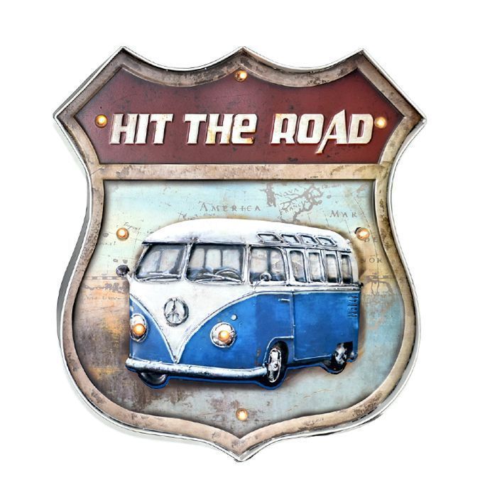 LETRERO VINTAGE LED HIT THE ROAD (42 x 5 x 46 cms.)-0