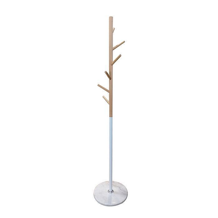 Perchero Madera Blanco / Base Marmol