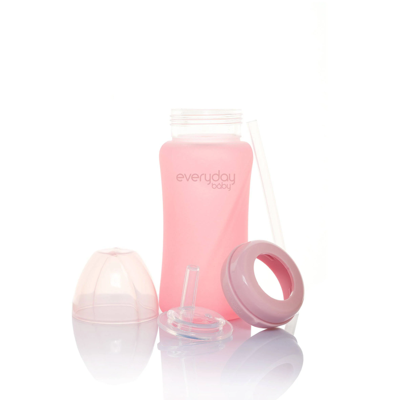 Mamadera De Vidrio Con Bombilla 240 ML Rosado-2