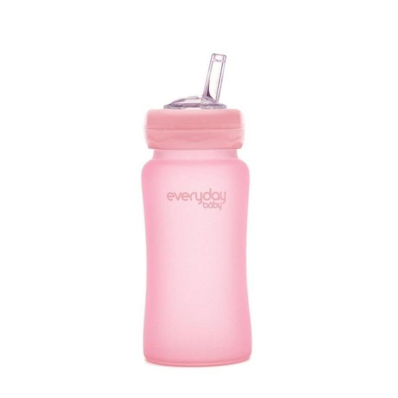 Mamadera De Vidrio Con Bombilla 240 ML Rosado-0