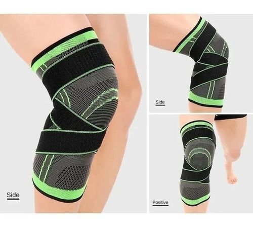 Venda Elástica Ajustable De Soporte Para Rodilla Con Velcro - Verde -2