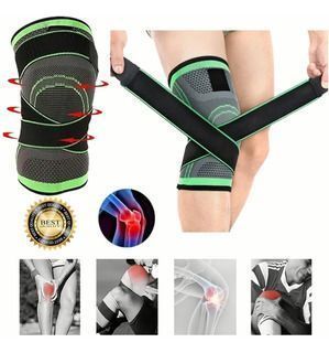 Venda Elástica Ajustable De Soporte Para Rodilla Con Velcro - Verde -1