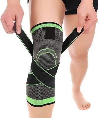 Venda Elástica Ajustable De Soporte Para Rodilla Con Velcro - Verde -0