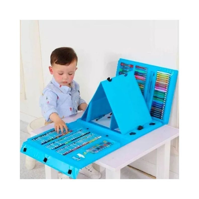 Maleta 208 Piezas Dibujo Infantil Aprendizaje azul-1