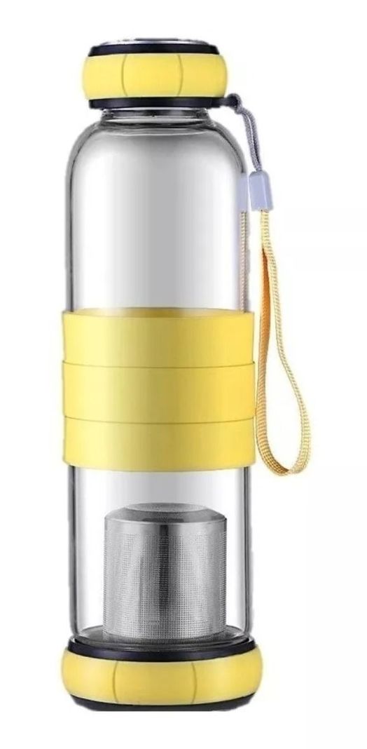 Botella De Vidrio 420 Ml Té Infusión + Funda-0