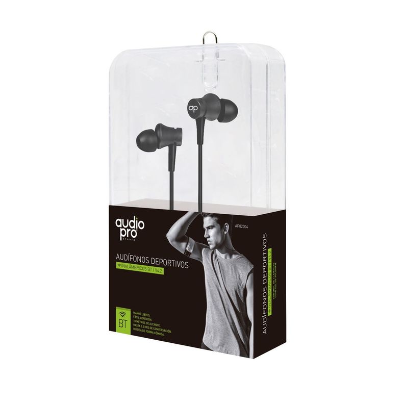 Audífono Deportivo Bluetooth Manos Libres Negro Audiopro-3