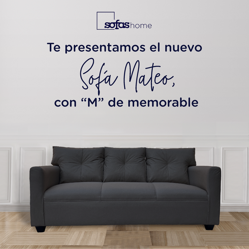 Sofá Mateo Chenille Grafito Pata Plastica 3C-1