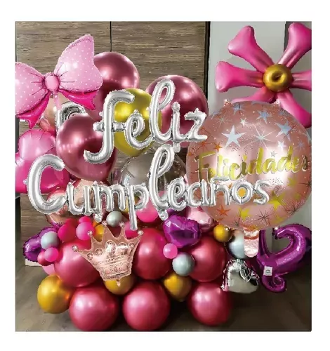 Globos De Cumpleaños Decoracion Cumpleaños Globos Rosados  mala mala-1