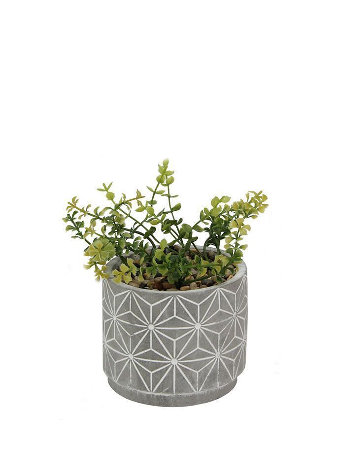 Plantita artificial deco altura .18 cm.. Unico Gris
