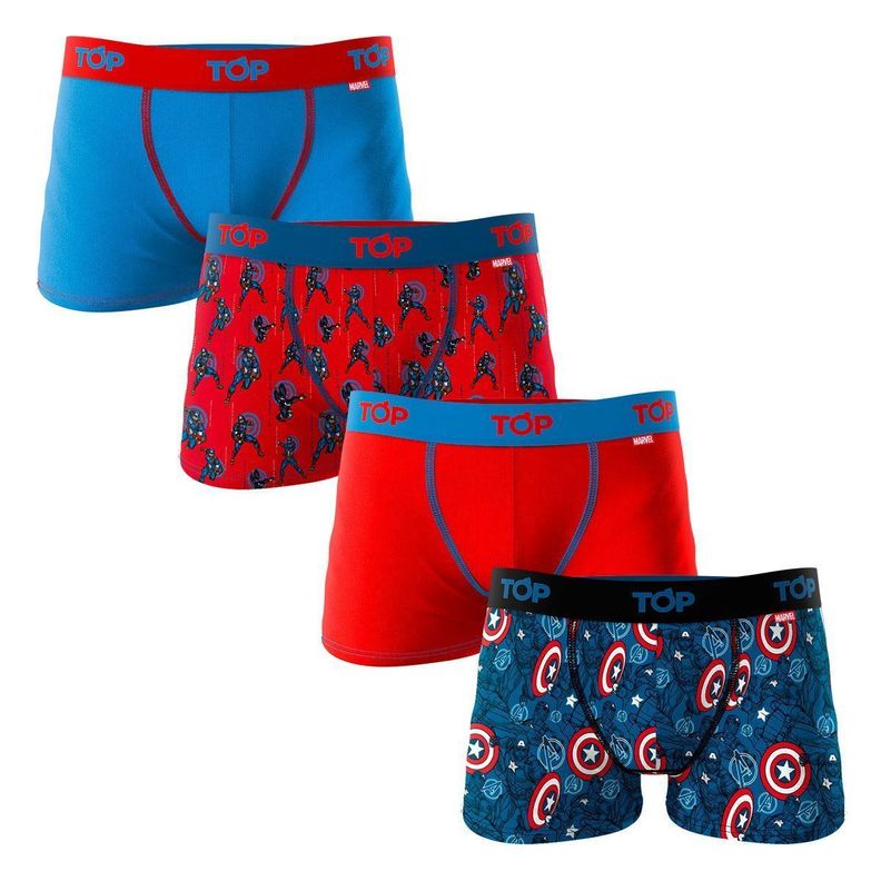 Boxer Niño Algodón Marvel Pack 4 C2 Capitán América Top-0