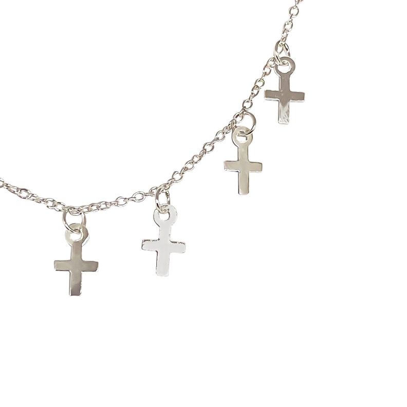 Collar Choker Cruces Plata Fina 925-1