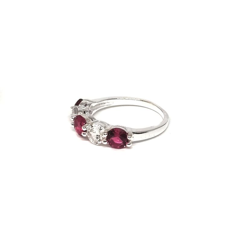 Anillo Medio Cintillo Circón Rosado Plata Fina 92-1