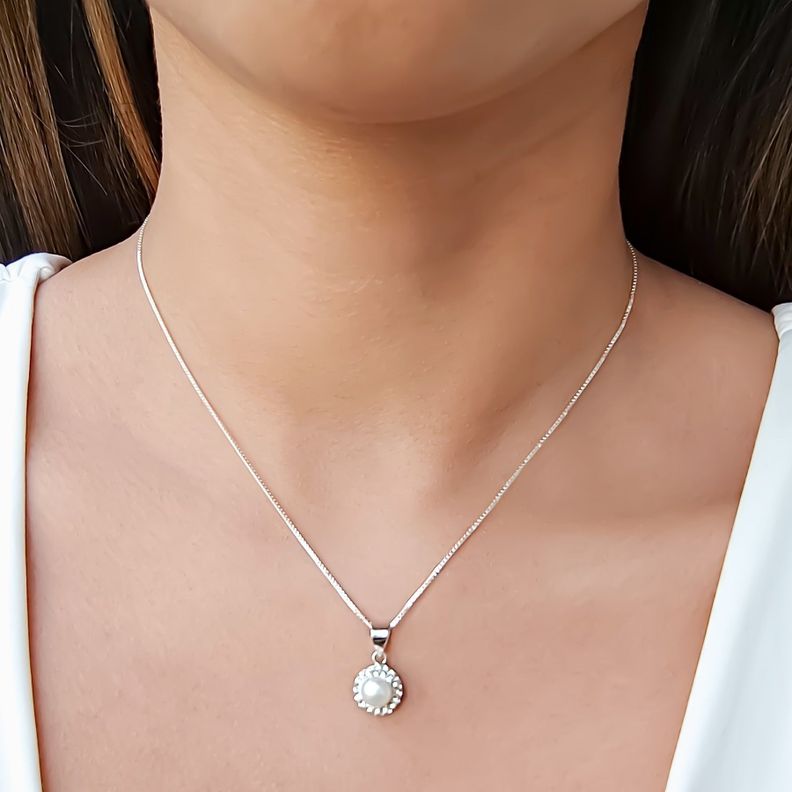 Collar Perla de Río Cristal Plata Fina 925-2