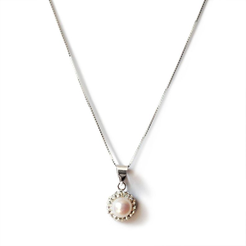 Collar Perla de Río Cristal Plata Fina 925-0