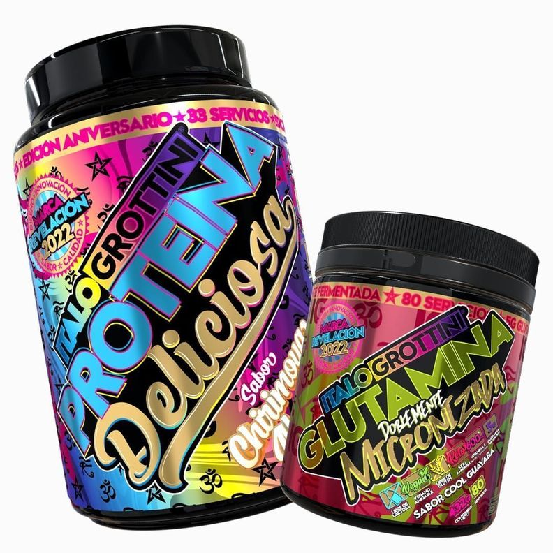 Proteina Whey Deliciosa 2.3 lb Chirimoya alegre + Glutamina 432g 80Sv-0