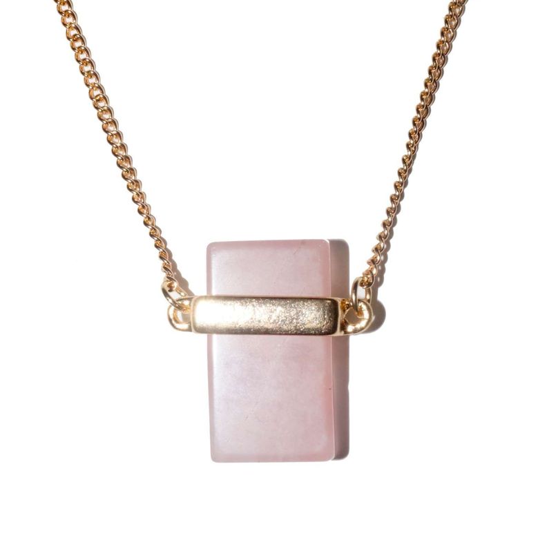Collar piedra natural Cuarzo Rosa baño oro 18k-3