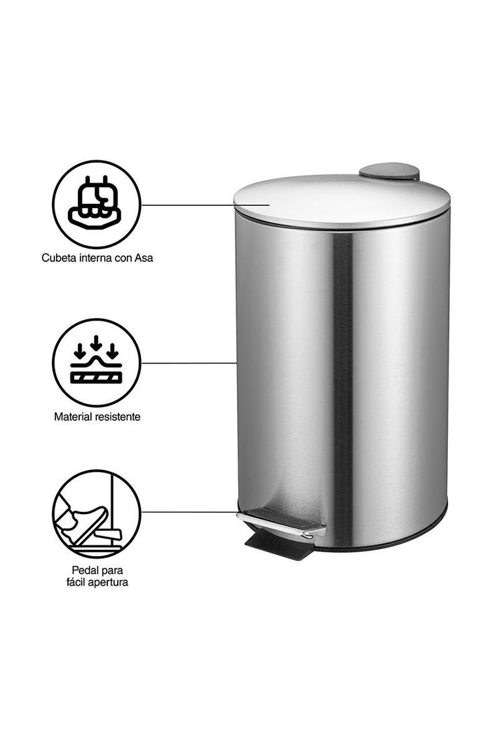 Basurero 3 L Acero Inoxidable Gris-3