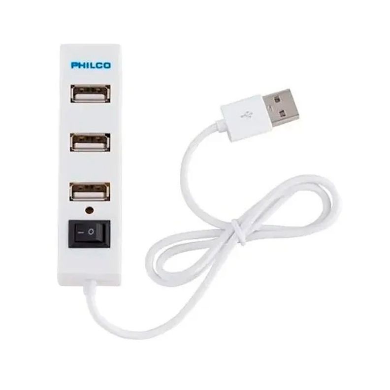 Mini Hub 2.0 4 Puertos Usb Blanco Philco - Malik-0