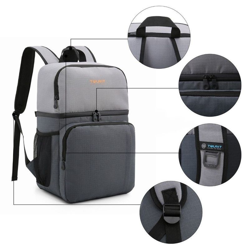 TOURIT Mochila térmica doble cubierta 28L - Gris-6