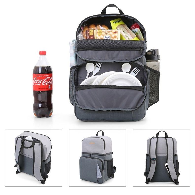 TOURIT Mochila térmica doble cubierta 28L - Gris-5