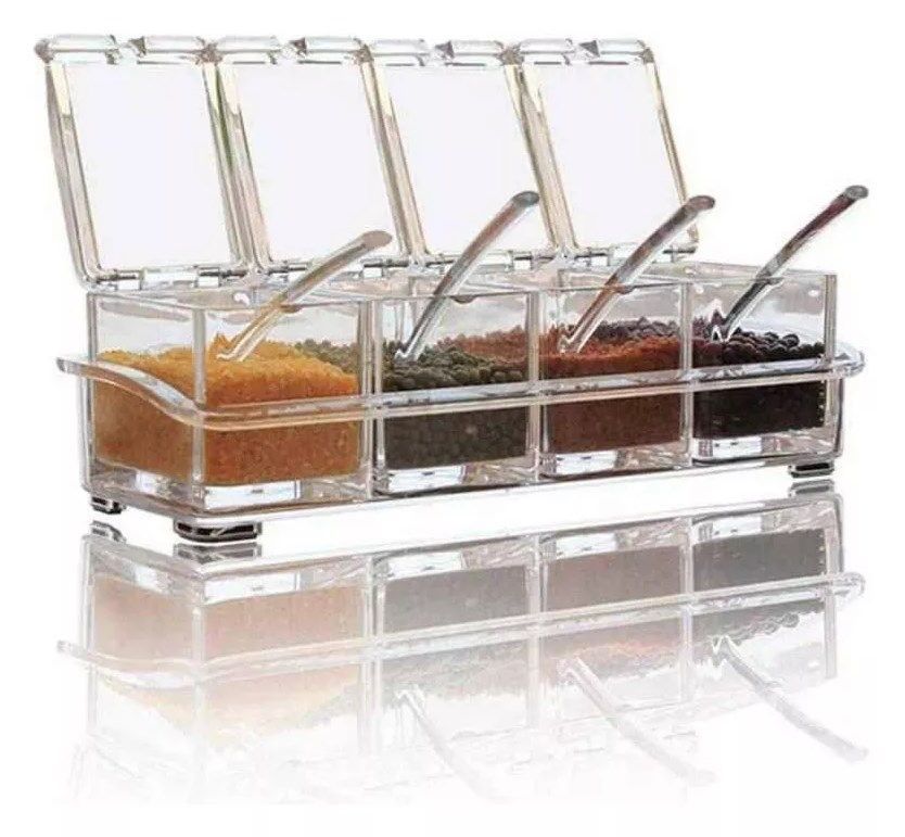 Set 4 Especieros Condimenteros Frascos Organizador Multiuso-1