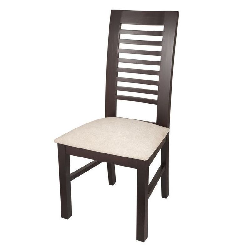 JUEGO DE COMEDOR LUCIANA RECTANGULAR 6 SILLAS MADERA COLOR CHOCOLATE TAPIZ BEIGE JASPEADO-3