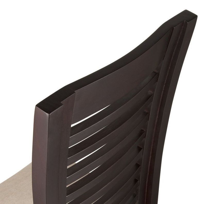 JUEGO DE COMEDOR LUCIANA RECTANGULAR 6 SILLAS MADERA COLOR CHOCOLATE TAPIZ BEIGE JASPEADO-4