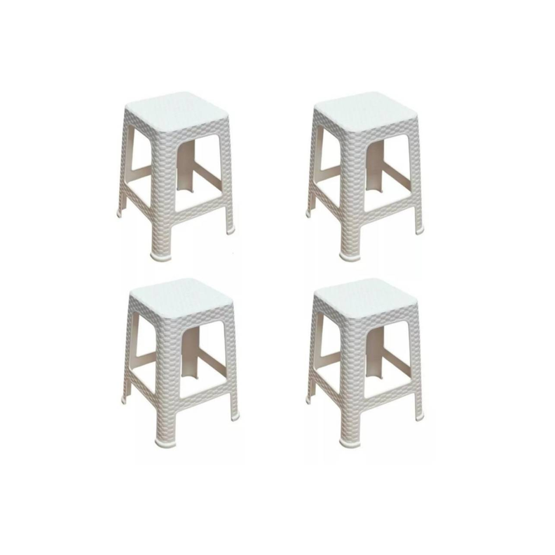 Piso Banco Rattan Plastico Pack 4 Unidades BLANCO-0