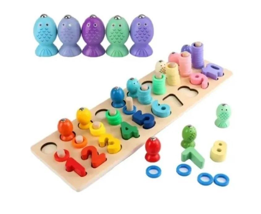 Puzzle Madera Matematico de Pesca con Iman-0
