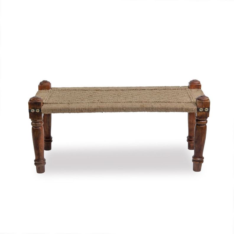 Banca De Yute Y Patas De Madera De Mango 100 CM-0