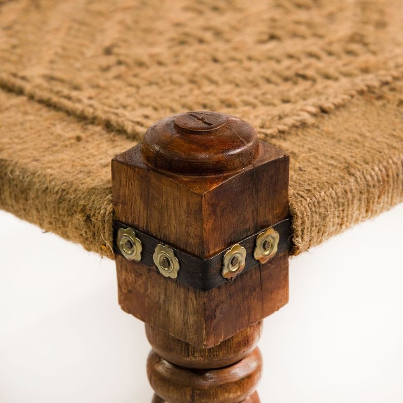 Banca De Yute Y Patas De Madera De Mango 100 CM-2