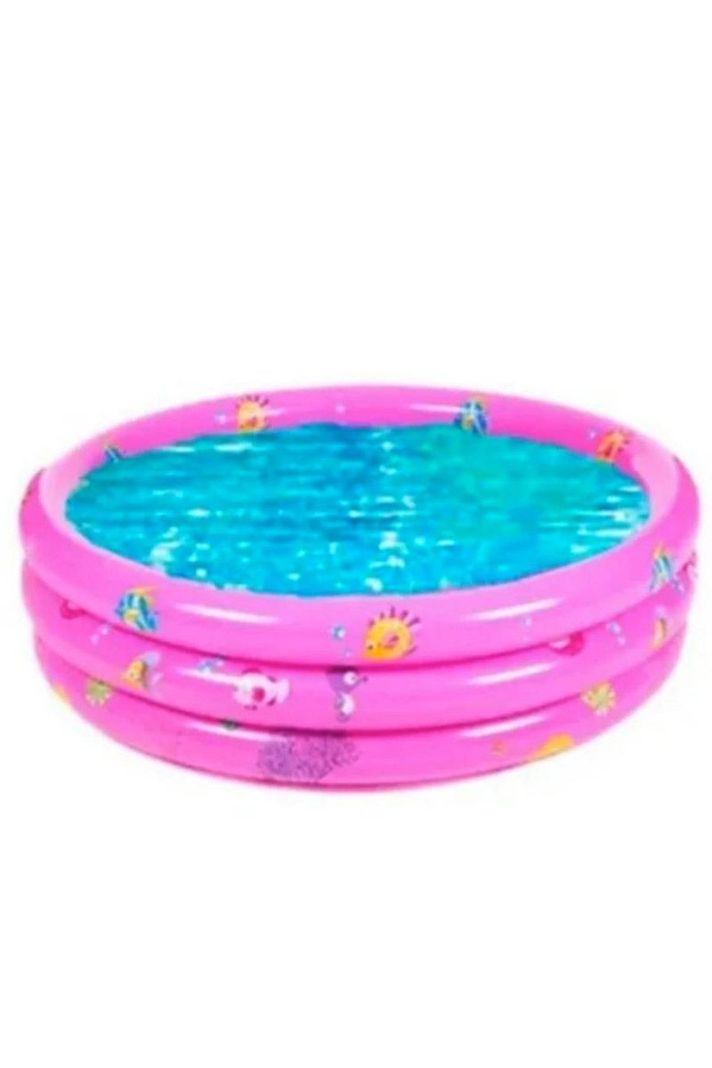 Piscina Inflable Plástico Bebe 3 Anillos 120cm Verano Rosa-1