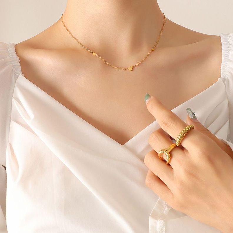 Collar Baño Oro Amarillo 18 Kilates Corazón Chec Triple-3