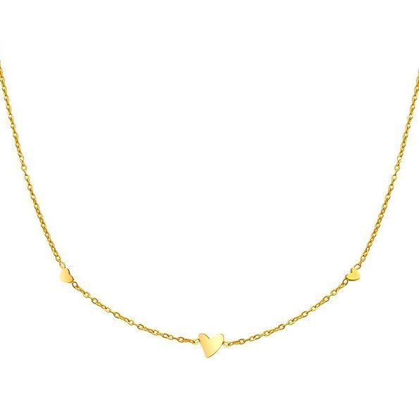 Collar Baño Oro Amarillo 18 Kilates Corazón Chec Triple-0