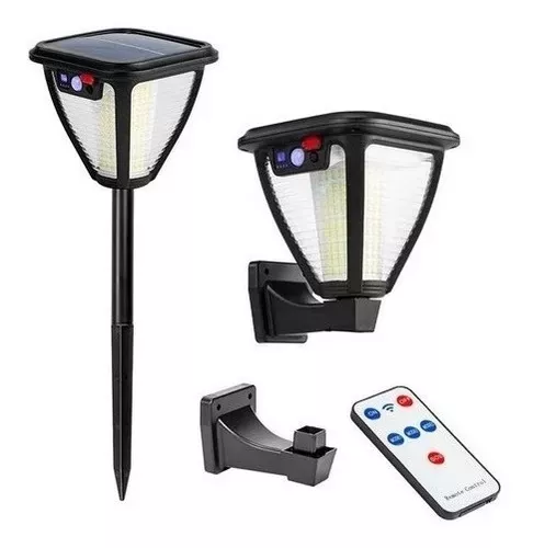 Luz Lampara Solar Foco Led Estaca Y Pared Control -0