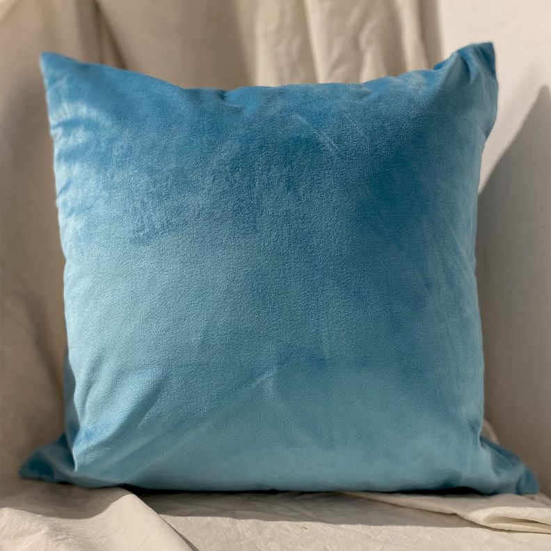 Cojín Celeste Agua Marina Terciopelo Velvet-2