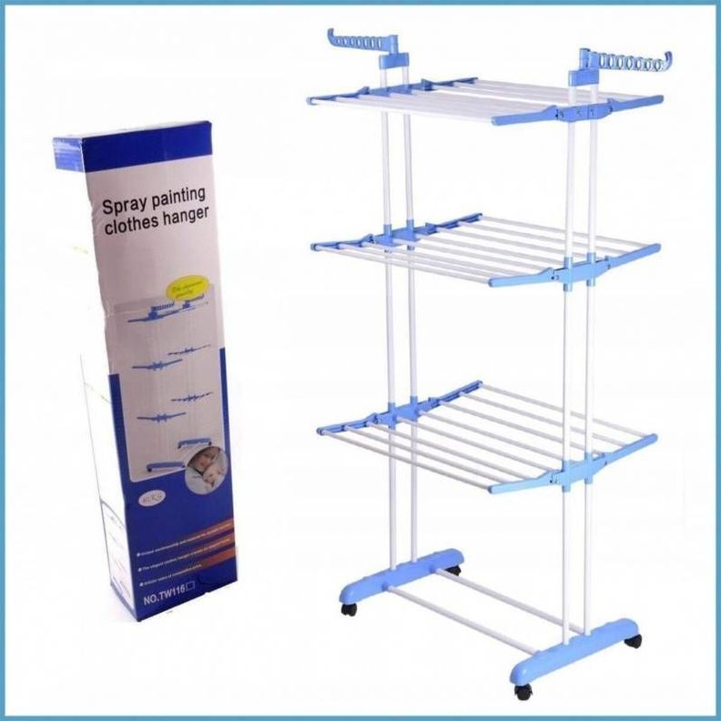 TENDEDERO ORGANIZADOR COLGADOR DE ROPA PLEGABLE DE 3 NIVELES-1